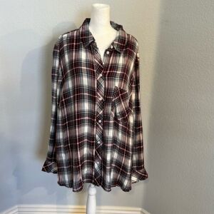 Burgundy Plaid Button Down Shirt